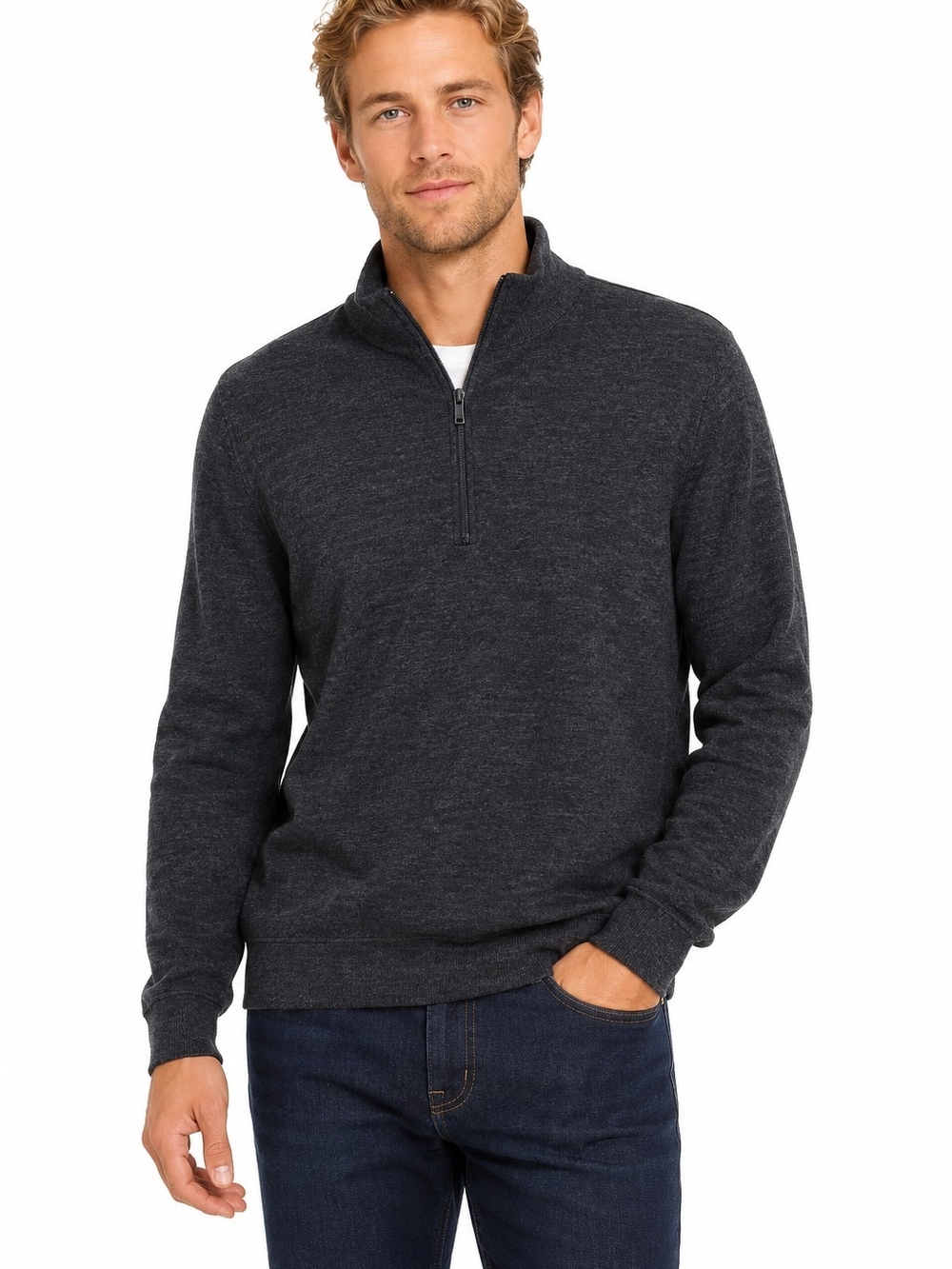 Jos. A. Bank Men's Charcoal Zip-Neck Sweater